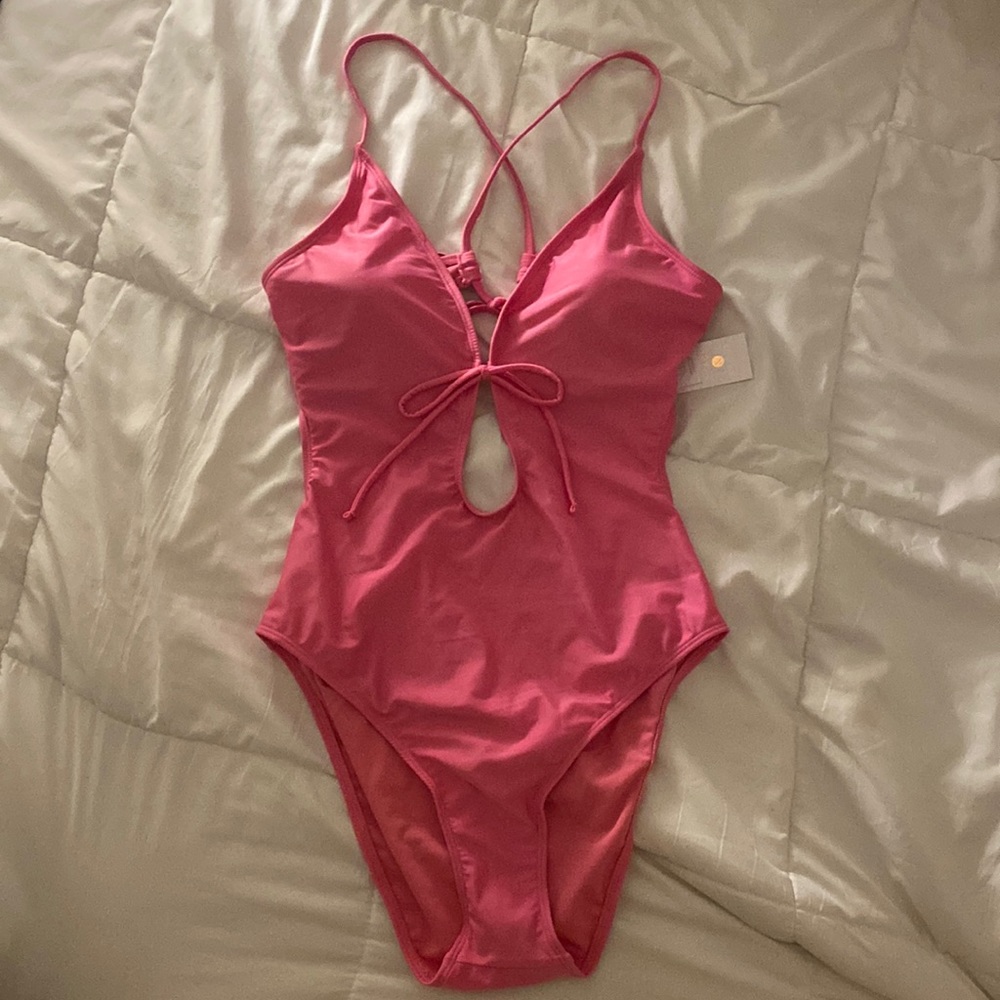 Pink L(12-14) shade & shore low cut one piece swimsuit